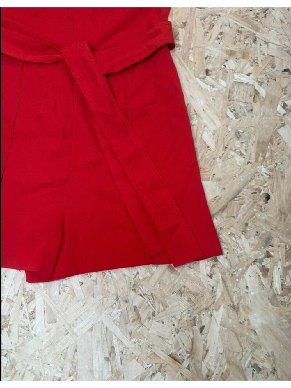 Mango MNG Basics Red Sleeveless Romper Jumpsuit Womens Size S Belted Crew Neck - Picture 3 of 16